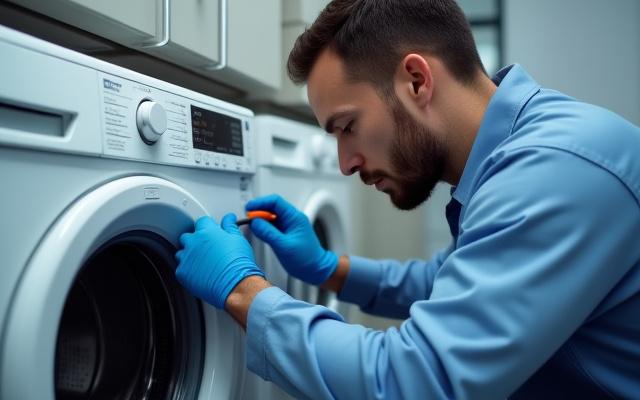Tecnico che diagnostica un elettrodomestico